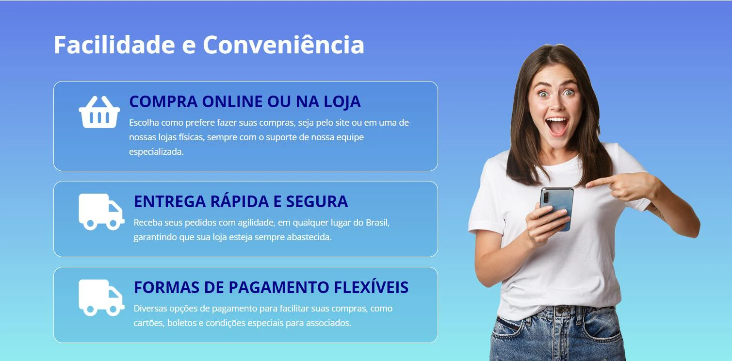 Material comercial do Clube Varejo com benefícios de compra online e na loja