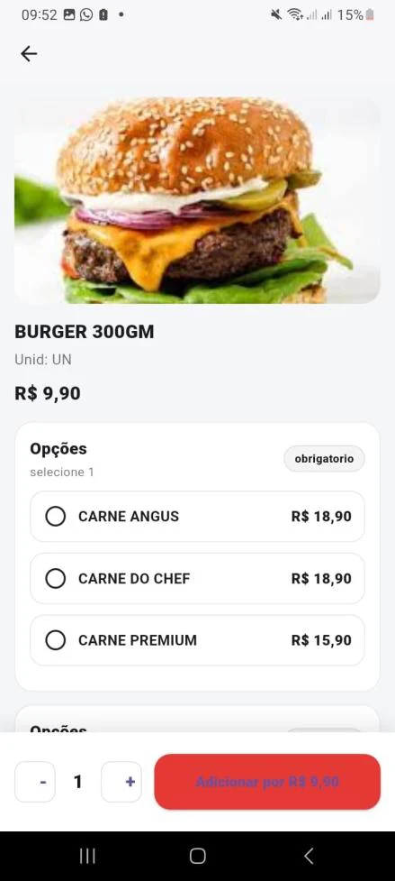 Produto e personalização do pedido